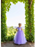 Cap Sleeves Lavender Satin Tulle Flower Girl Dress